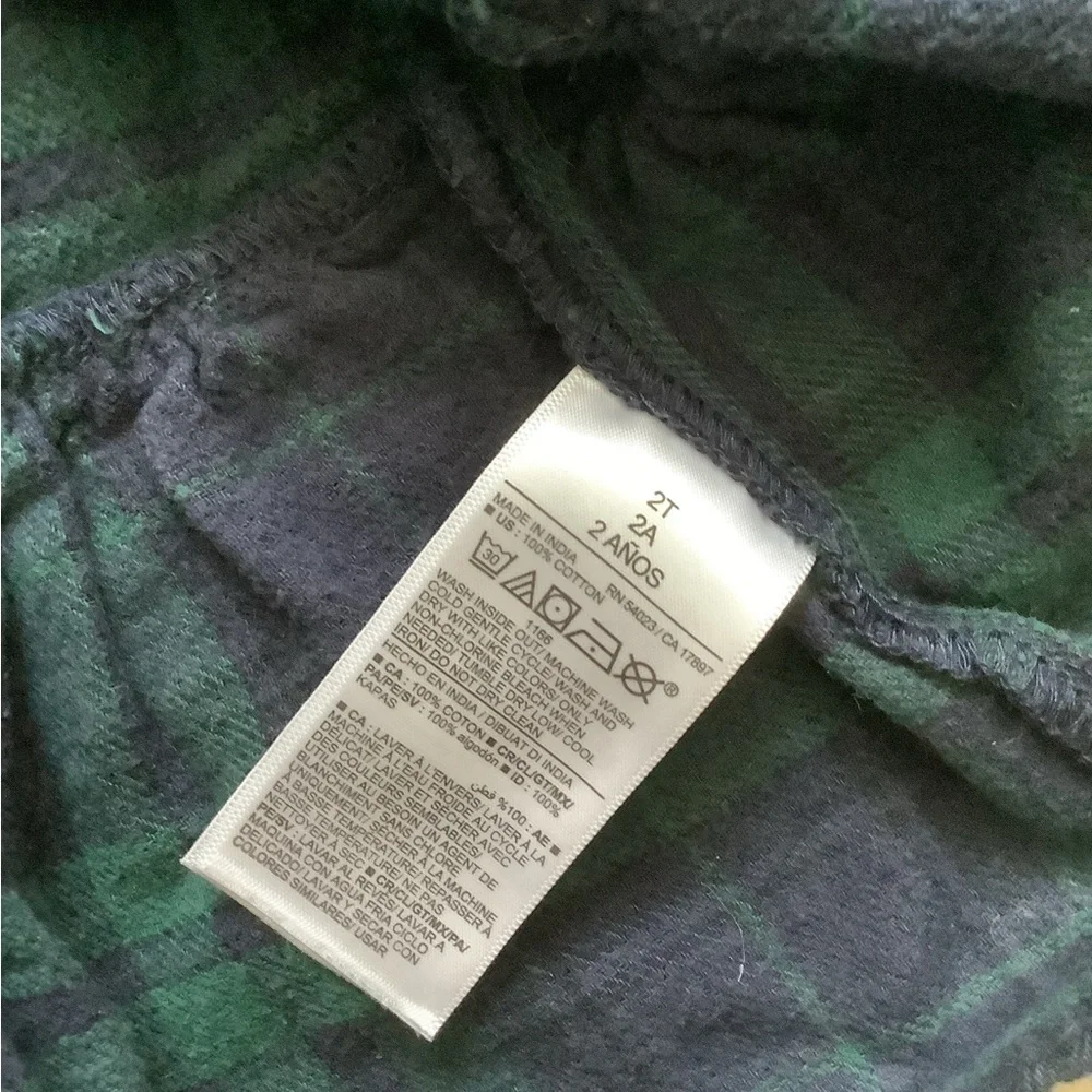 Old Navy Kids Plaid Dress Green and Blue 2T Button Flannel Long Sleeve